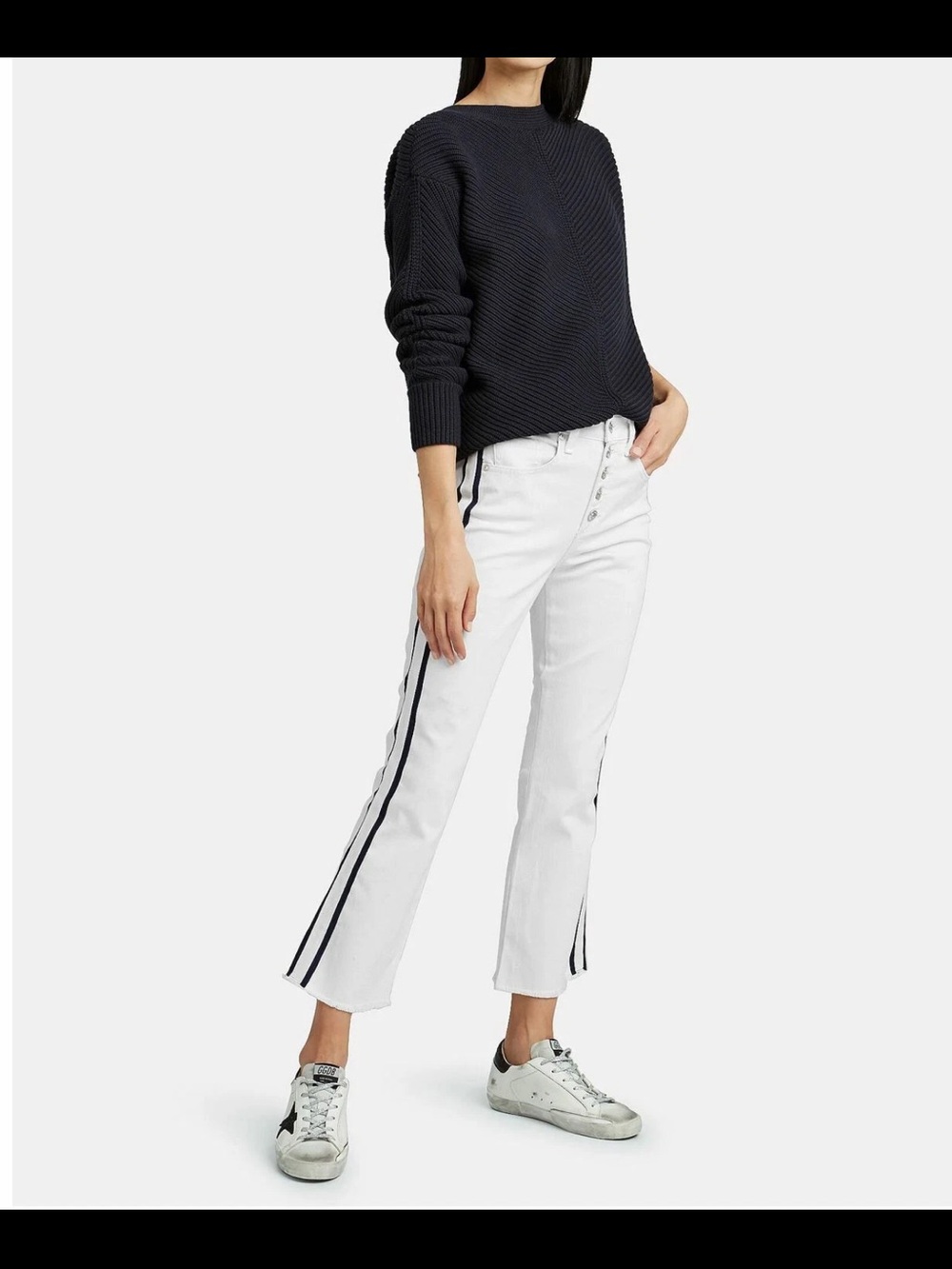 Veronica Beard Women's Debbie High-Rise Tuxedo Stripe Ankle Jeans Size 27